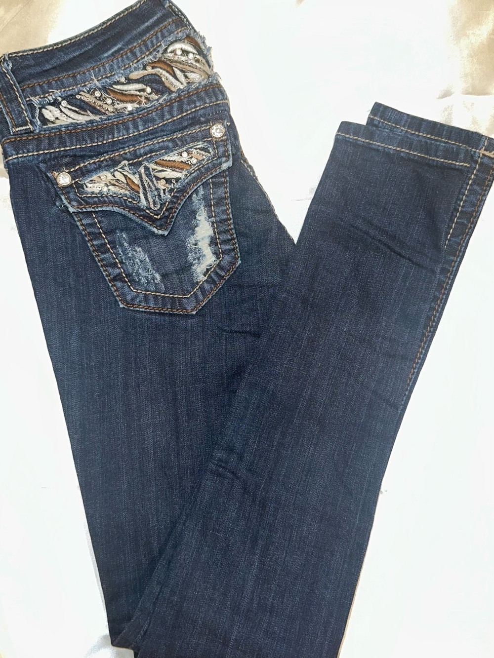 Miss Me Dark Blue Embellished Skinny Jeans